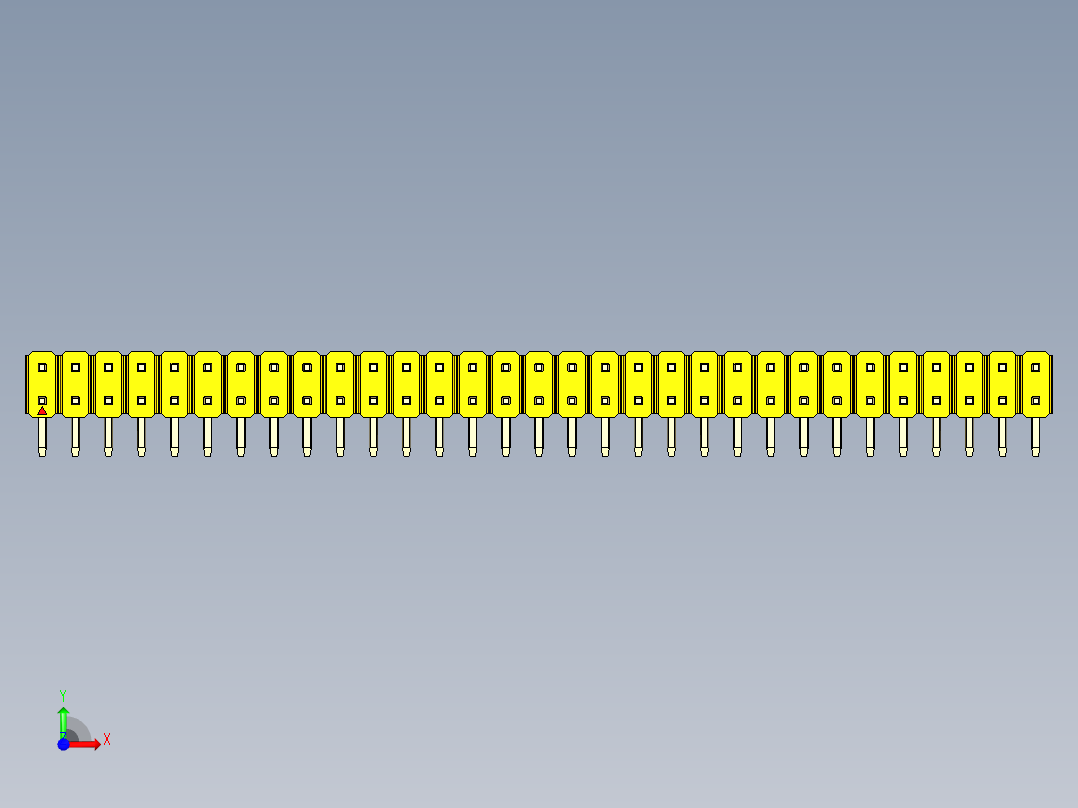彩色公排针 100mil 2.54mm 系列-DS1022_yellow_2x31p_100mil_TypeD_rev1.0前视图