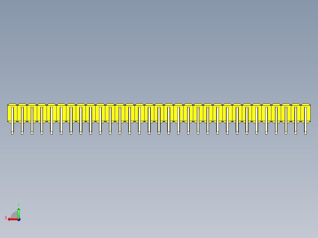 彩色公排针 100mil 2.54mm 系列-DS1022_yellow_2x31p_100mil_TypeD_rev1.0后视图