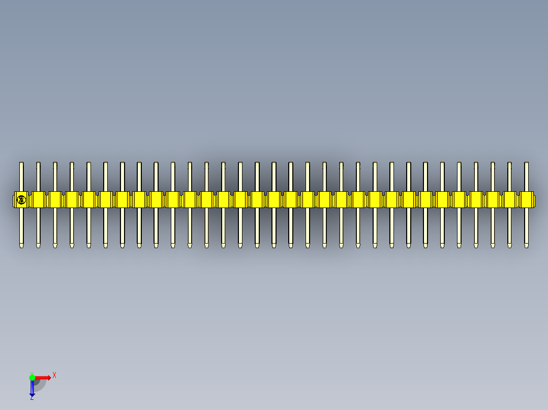 彩色公排针 100mil 2.54mm 系列-DS1022_yellow_2x31p_100mil_TypeD_rev1.0俯视图