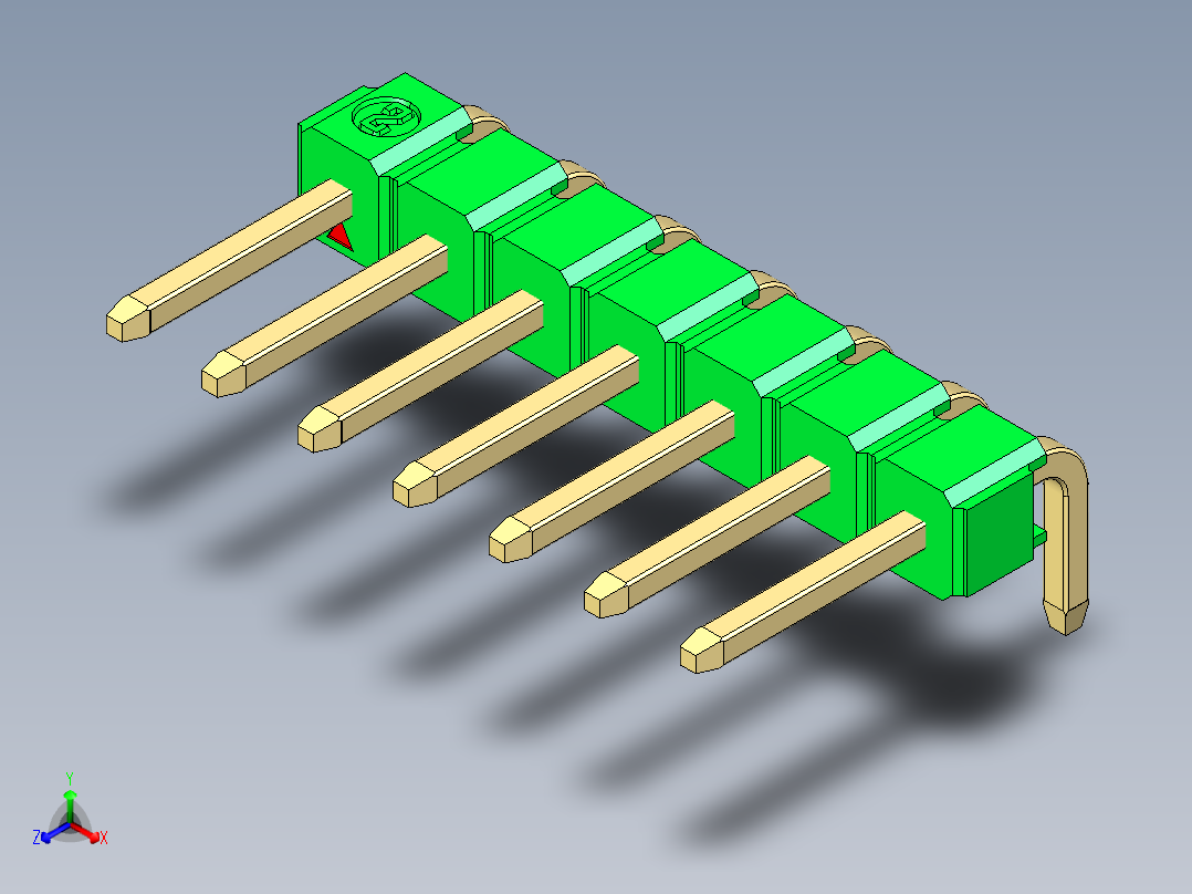 彩色公排针 100mil 2.54mm 系列-DS1022_green_1x07p_100mil_TypeD_rev1.0