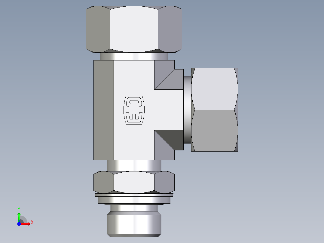 卡套式工业通用硬管接头EO_Adjustable_locknut_run_tee_LEE18ZLRCF前视图