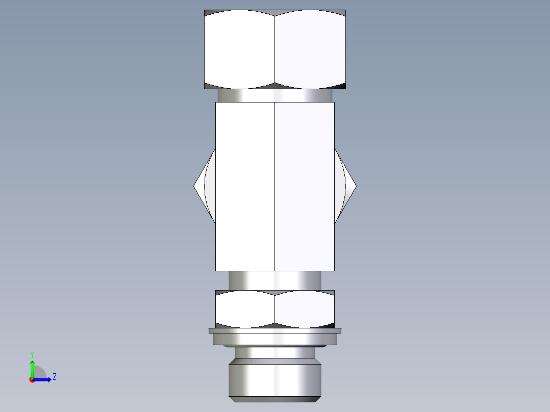卡套式工业通用硬管接头EO_Adjustable_locknut_run_tee_LEE18ZLRCF左视图