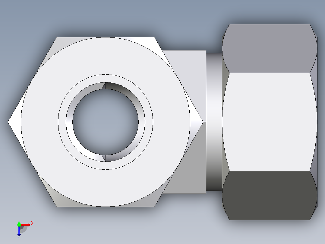 卡套式工业通用硬管接头EO_Adjustable_locknut_run_tee_LEE18ZLRCF俯视图