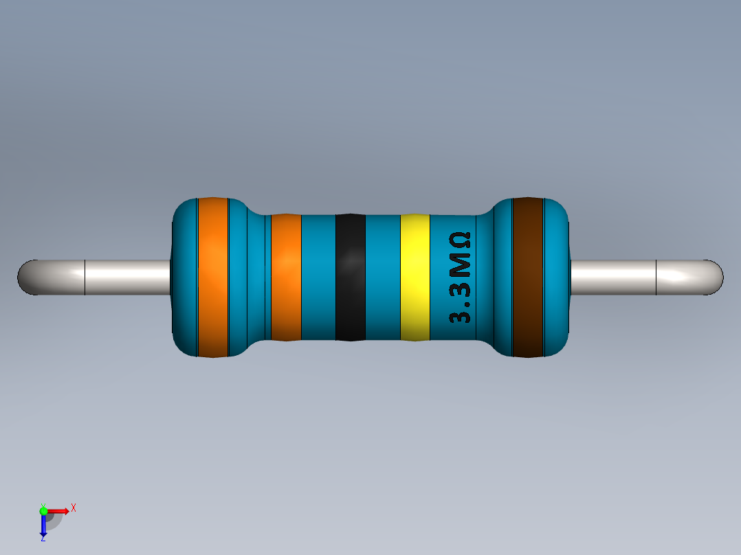 电容器 二极管 电阻器-Resistor 3.3M Ohm Blue俯视图