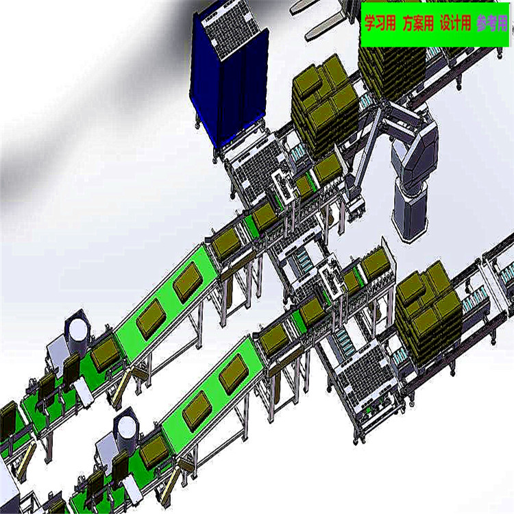 机器人码垛生产线 非标自动化设备3D图纸3D模型