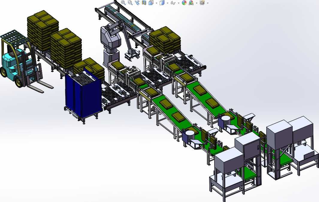 机器人码垛生产线 非标自动化设备3D图纸3D模型