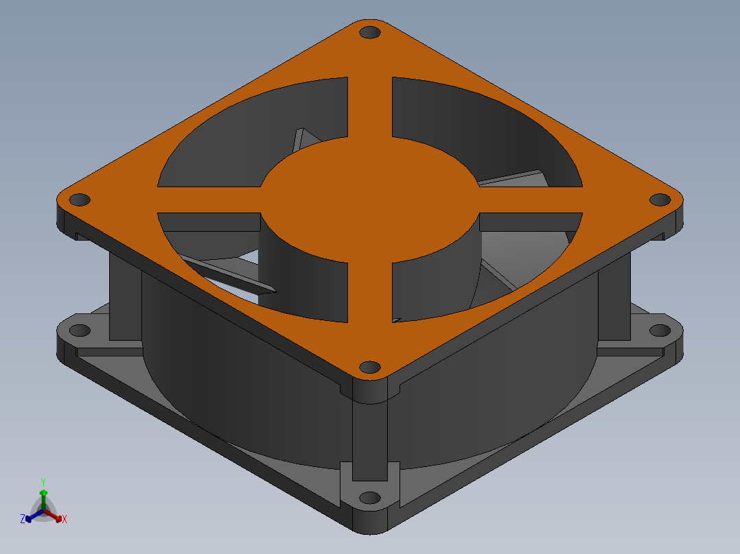 92毫米x92毫米风扇正等轴测图