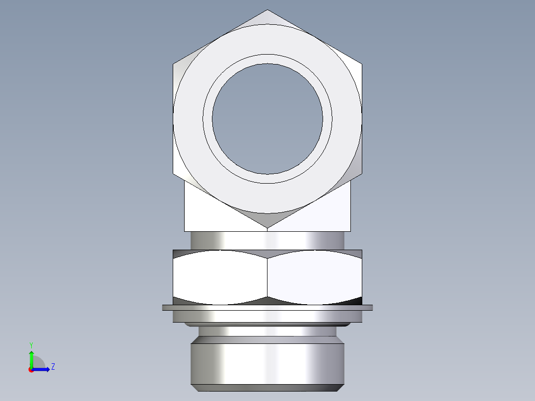 卡套式工业通用硬管接头EO_Adjustable_locknut_branch_tee_TEE28ZLRCF左视图