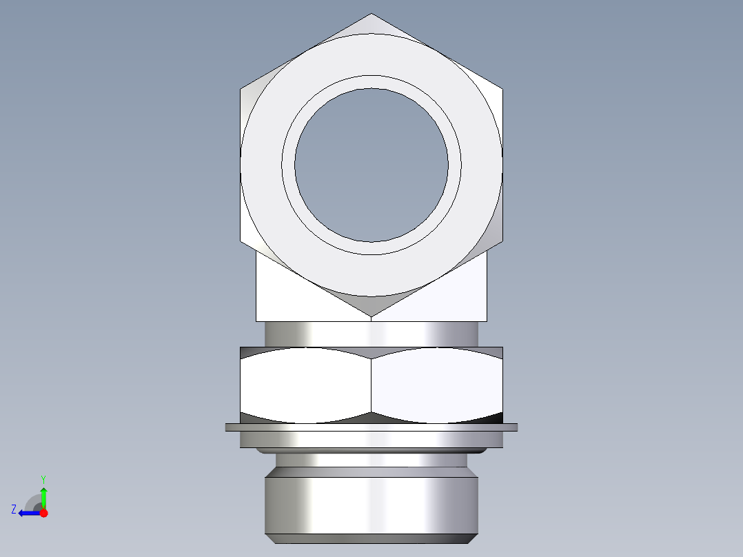 卡套式工业通用硬管接头EO_Adjustable_locknut_branch_tee_TEE28ZLRCF右视图