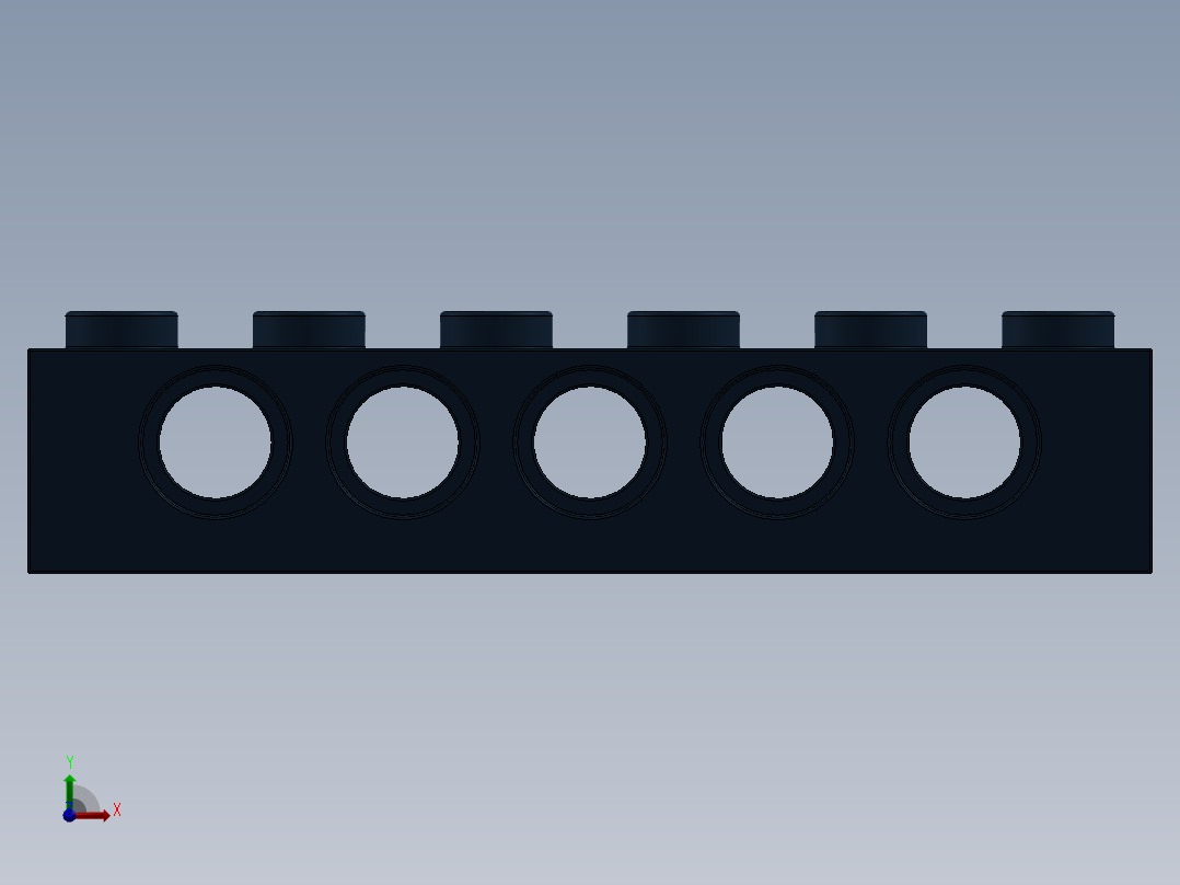 乐高机械组积木（横梁）-4261930 - 3894 Earth Blue Technic Brick 1 x 6 with Holes前视图