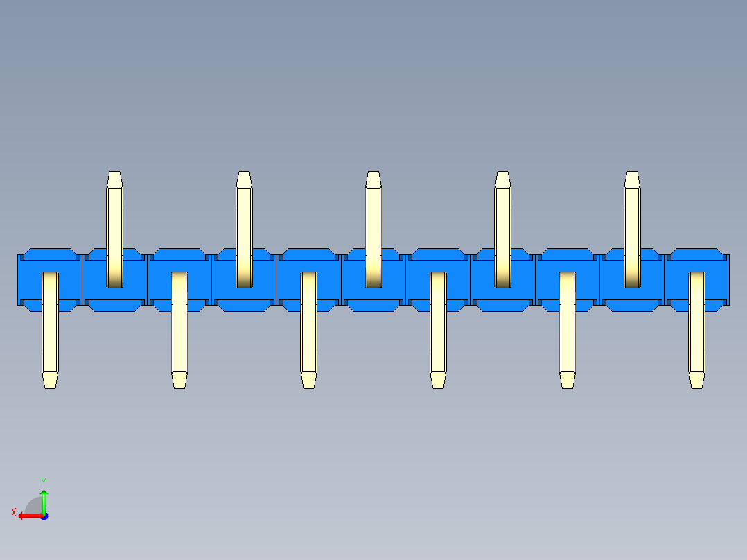 彩色公排针 100mil 2.54mm 系列-DS1022_blue_11p_100mil_Type_SMT_R2_rev1.0后视图