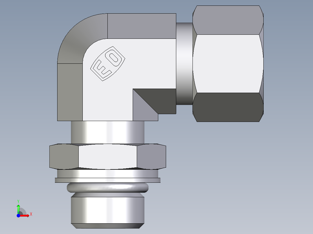 卡套式工业通用硬管接头EO_Adjustable_Locknut_elbow_WEE12LMORCF前视图