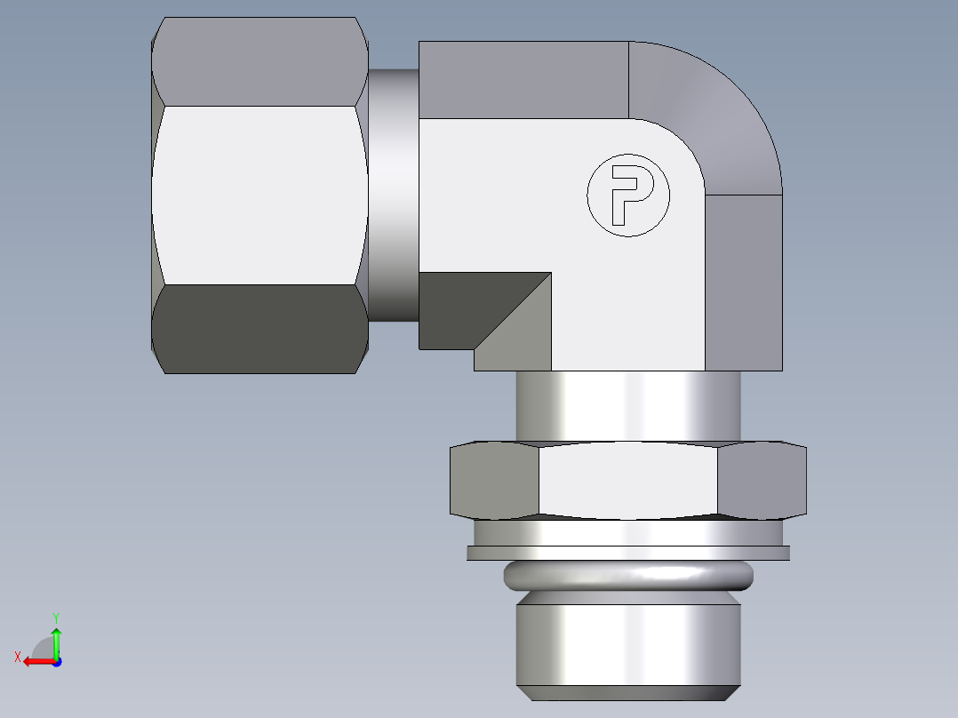 卡套式工业通用硬管接头EO_Adjustable_Locknut_elbow_WEE12LMORCF后视图