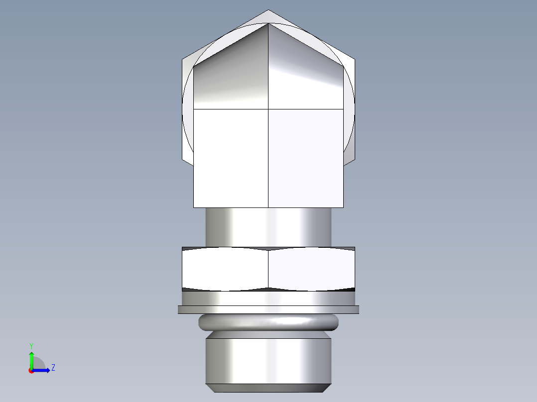 卡套式工业通用硬管接头EO_Adjustable_Locknut_elbow_WEE12LMORCF左视图