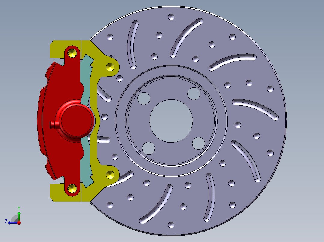 盘式制动器制动盘蹄运动仿真sw2016三维+CAD图纸=1239627==100右视图
