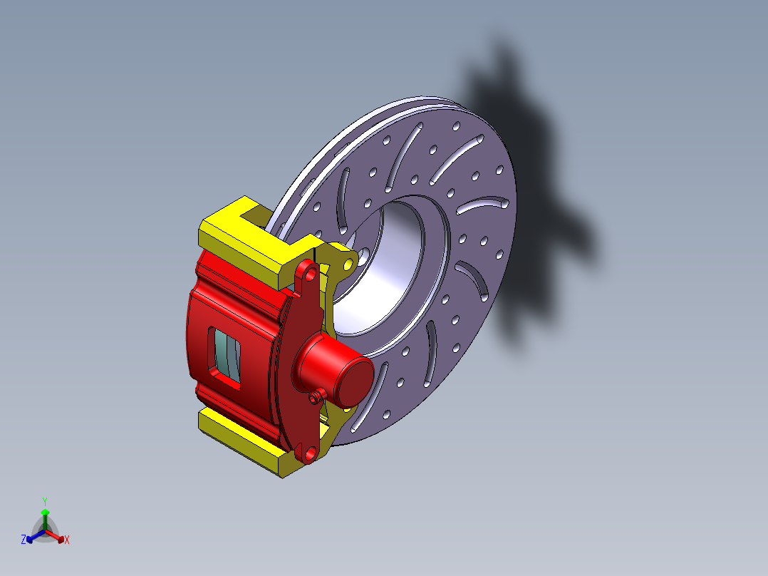 盘式制动器制动盘蹄运动仿真sw2016三维+CAD图纸=1239627==100正等轴测图