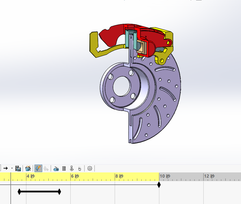 盘式制动器制动盘蹄运动仿真sw2016三维+CAD图纸=1239627==100