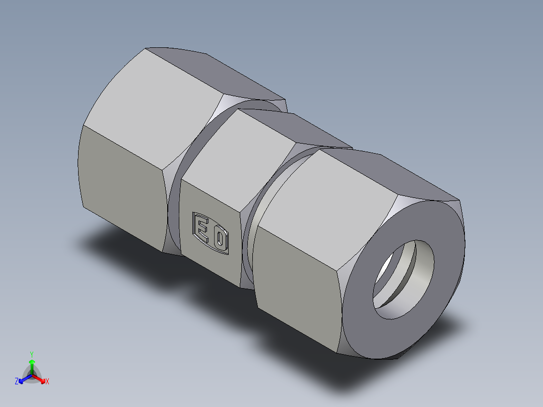 卡套式工业通用硬管接头EO_Distance_piece_adapter_DA12S71正等轴测图