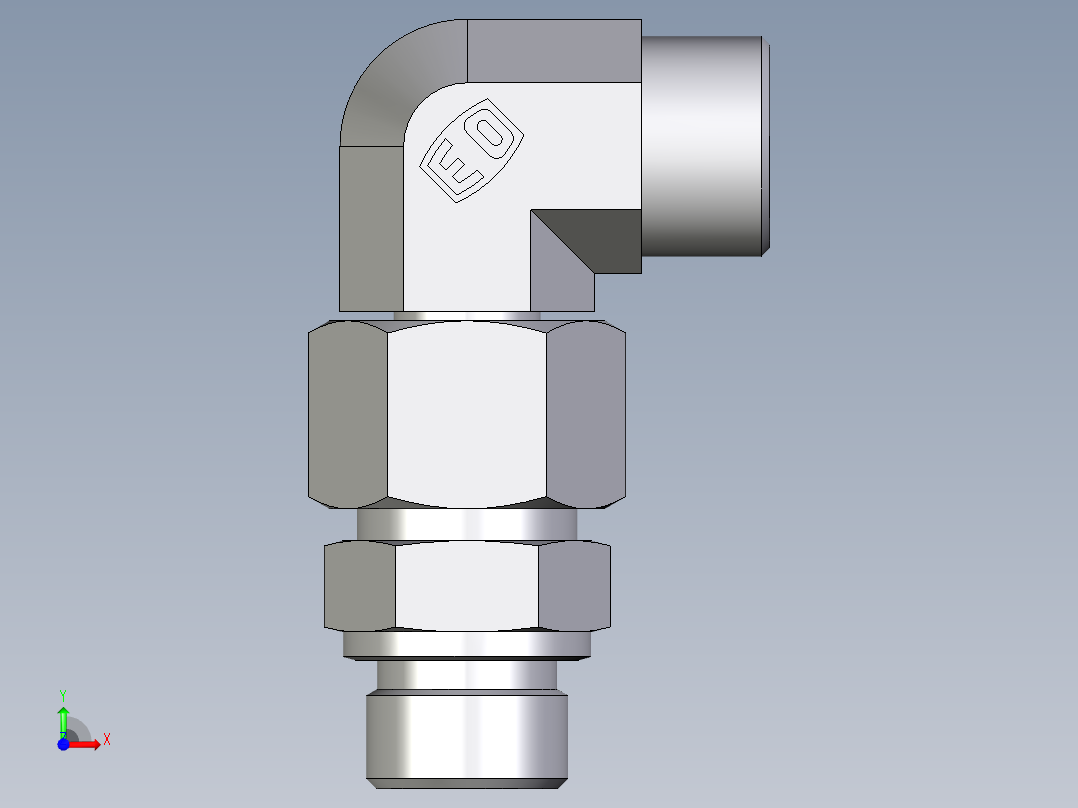 卡套式工业通用硬管接头EO_Assembled_adjustable_standpipe_elbow_EVW16SMOMD71前视图