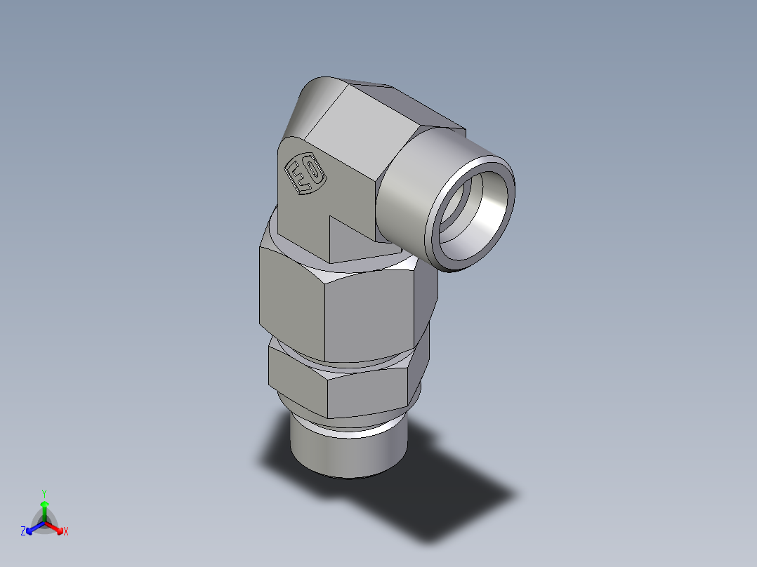 卡套式工业通用硬管接头EO_Assembled_adjustable_standpipe_elbow_EVW16SMOMD71正等轴测图