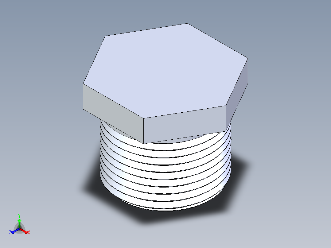 聚氯乙烯配件22-Sch80_Plug_MPT_850-007_0.75in正等轴测图