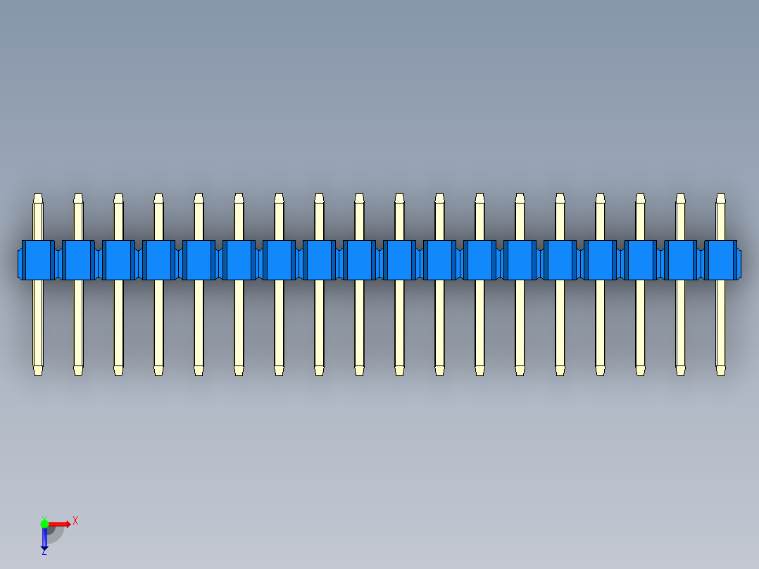 彩色公头100mil（2.54mm）系列-DS1021_blue_1x18p_100mil_Type1_rev1.0俯视图