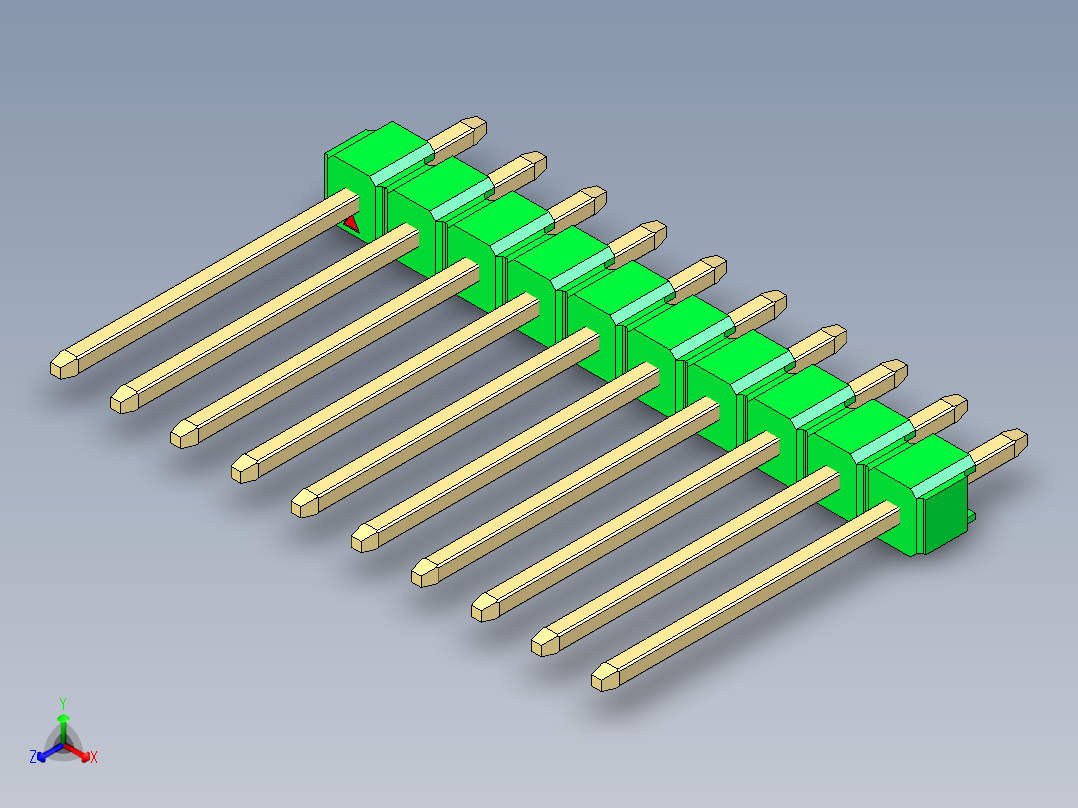 彩色公头100mil（2.54mm）系列-DS1021_green_1x10p_100mil_Type5_rev1.0
