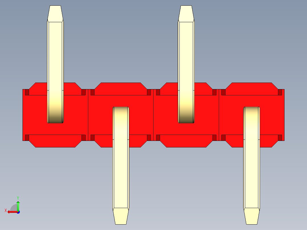 彩色公排针 100mil 2.54mm 系列-DS1022_red_04p_100mil_Type_SMT_R2_rev1.0后视图