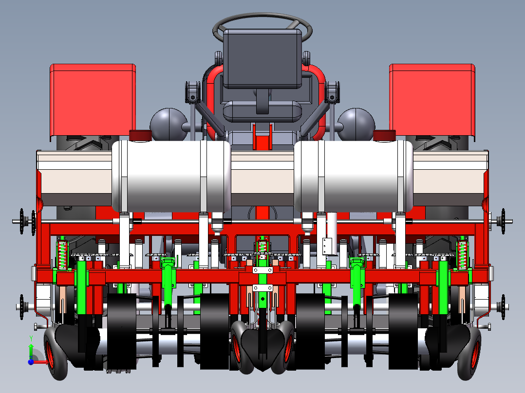 基于SolidWorks耕地播种机的结构设计-三维+CAD前视图