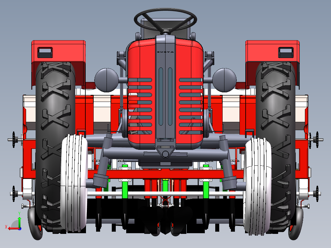 基于SolidWorks耕地播种机的结构设计-三维+CAD后视图
