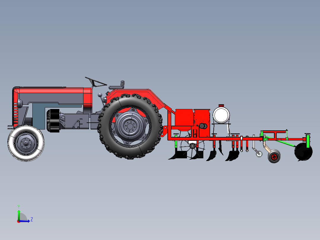 基于SolidWorks耕地播种机的结构设计-三维+CAD左视图