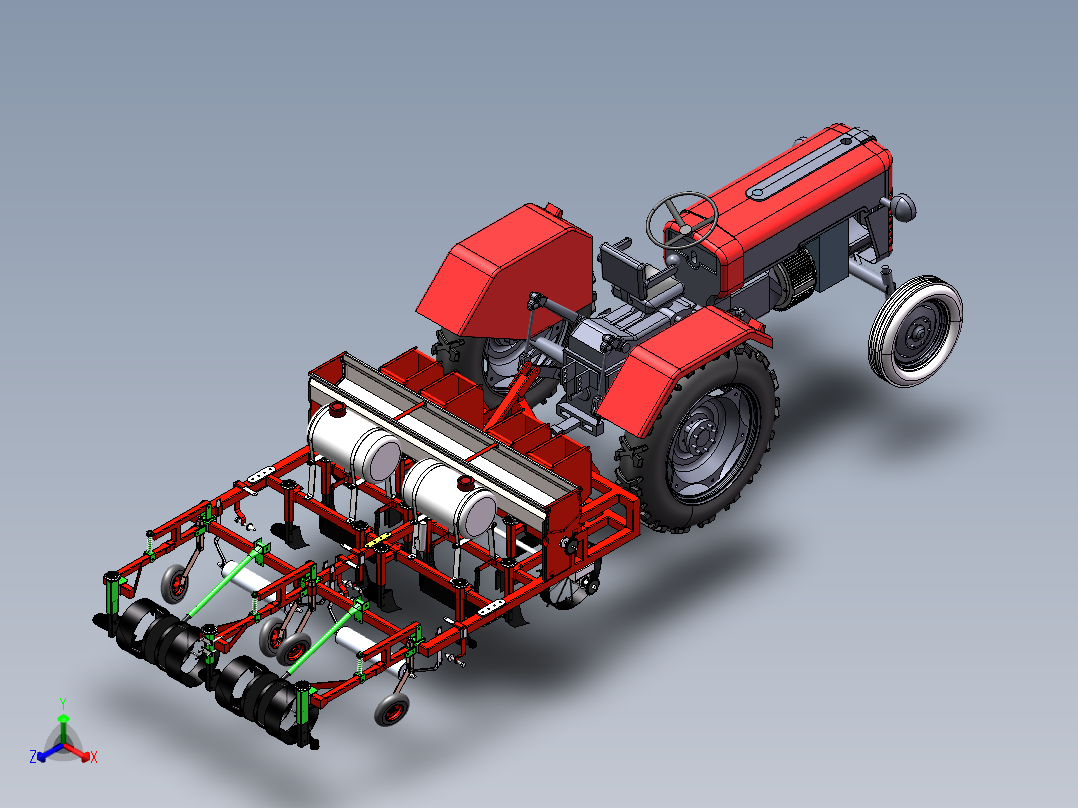 基于SolidWorks耕地播种机的结构设计-三维+CAD正等轴测图