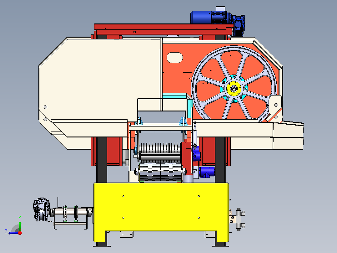 卧式原木切片机右视图
