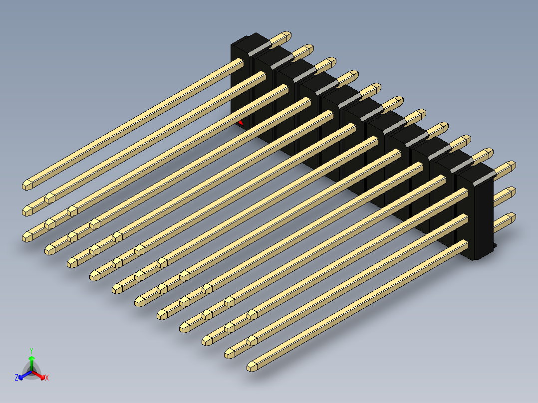 彩色公头100mil（2.54mm）系列-DS1021_black_3x11p_100mil_Type43_rev1.0正等轴测图