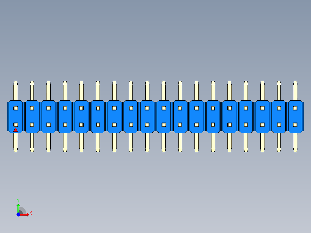 彩色公排针 100mil 2.54mm 系列-DS1022_blue_36p_100mil_TypeSMT_rev1.0前视图