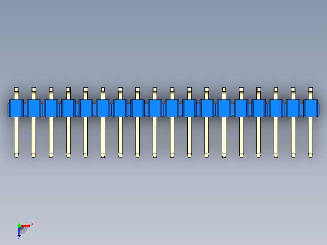 彩色公排针 100mil 2.54mm 系列-DS1022_blue_36p_100mil_TypeSMT_rev1.0俯视图