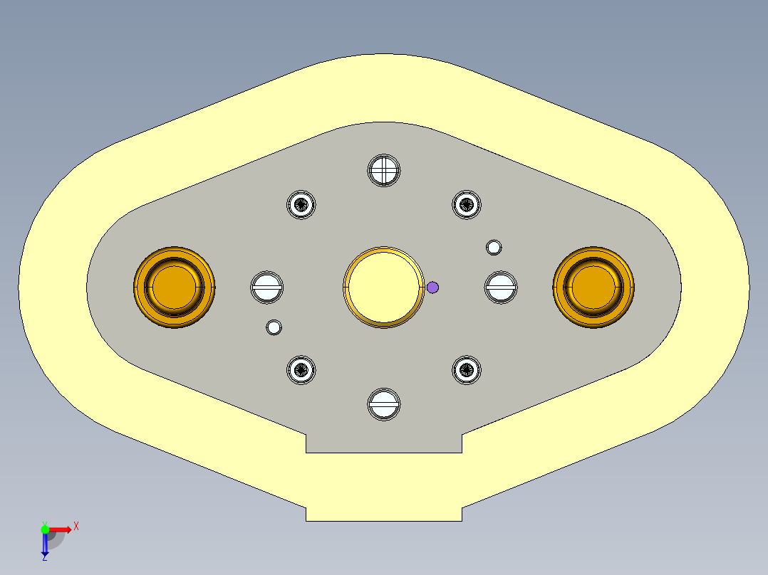 防尘罩冲孔落料翻孔复合模（CAD图+Proe三维）俯视图