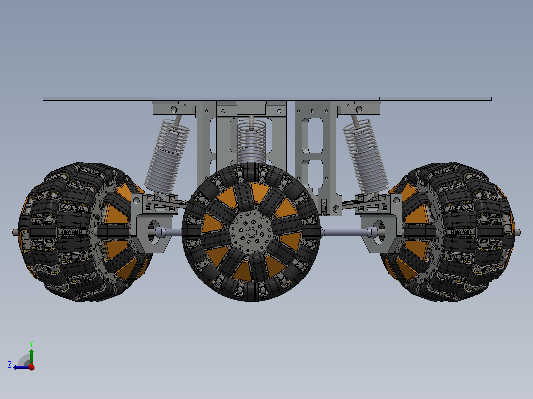 履带式全向轮三维右视图