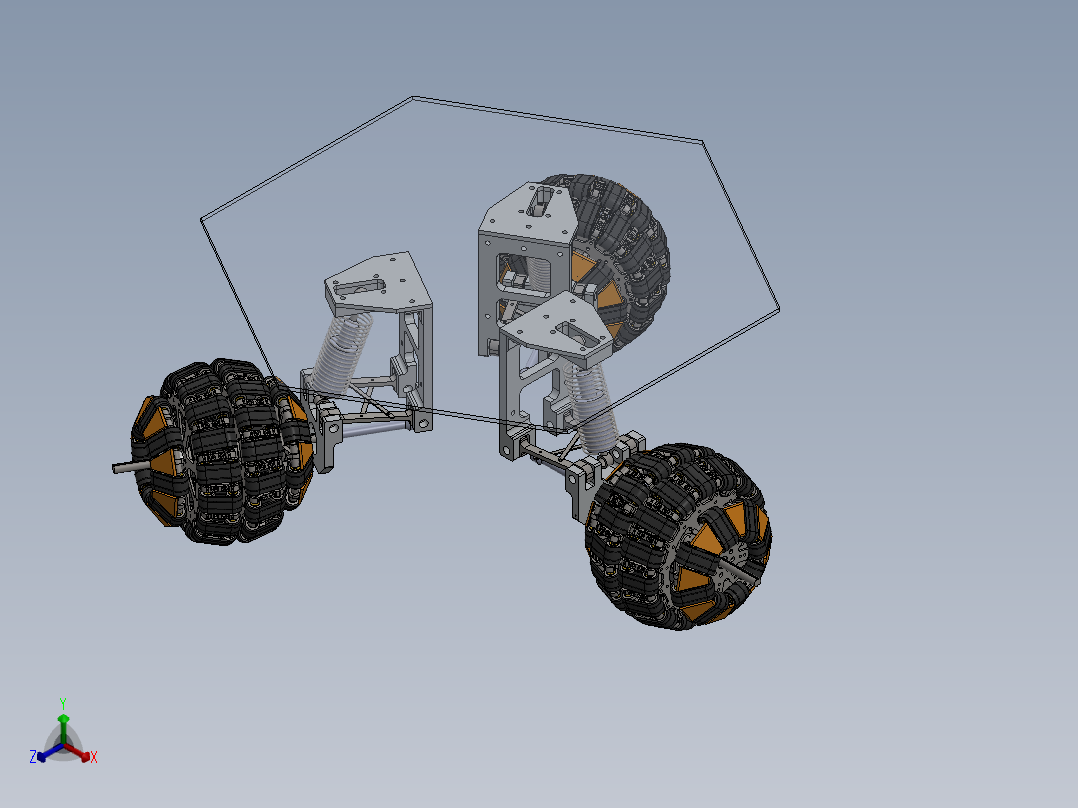 履带式全向轮三维正等轴测图