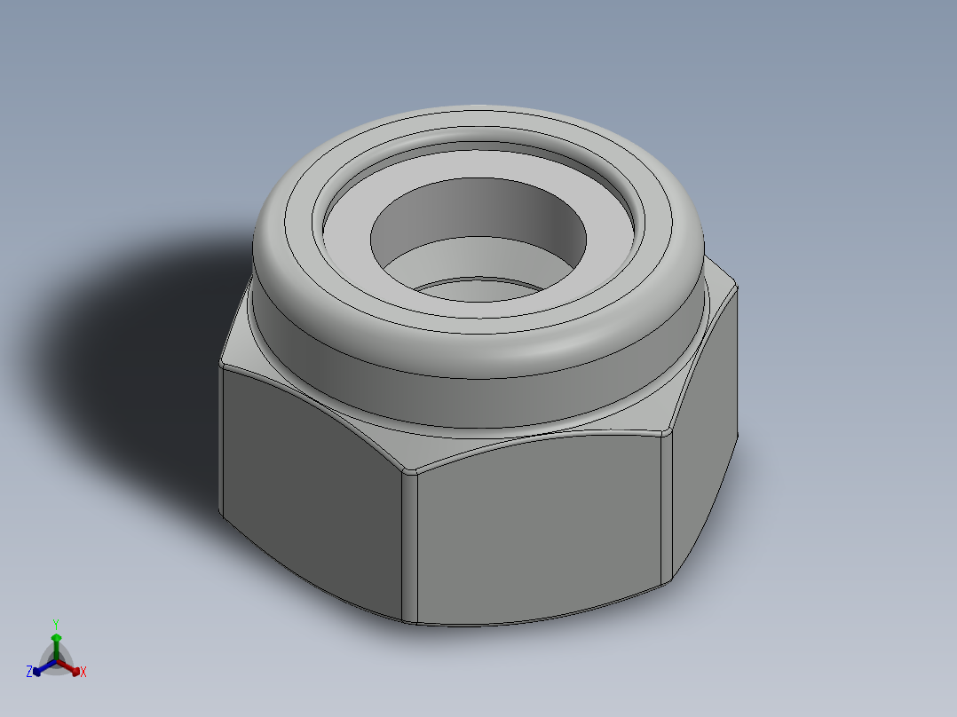 紧固件-0.2500 Lock Nut正等轴测图