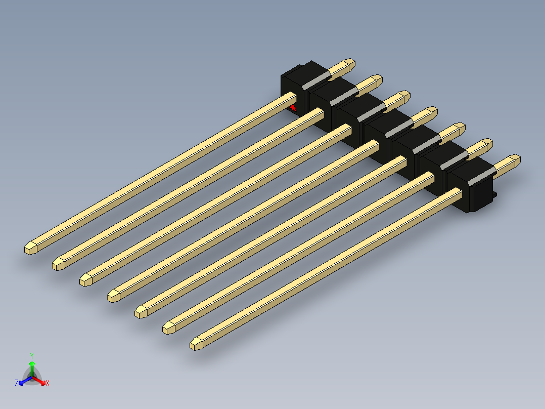 彩色公头100mil（2.54mm）系列-DS1021_black_1x07p_100mil_Type43_rev1.0正等轴测图
