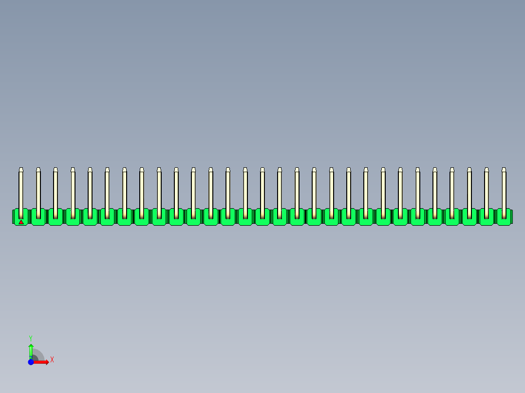 彩色公排针 100mil 2.54mm 系列-DS1022_green_29p_100mil_TypeU_rev1.0前视图
