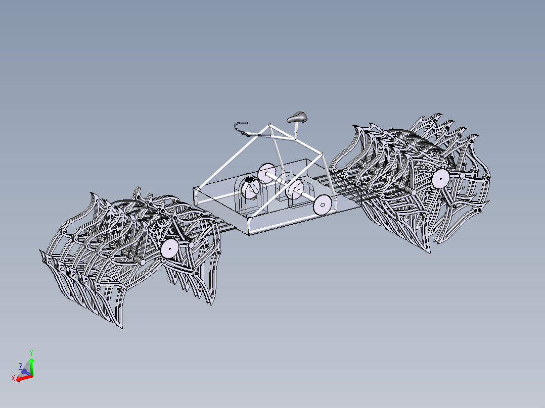 脚踏骑行式Strandbeests仿生<span style='color: red'>兽</span>车3D数模图纸 Solidworks 附STEP