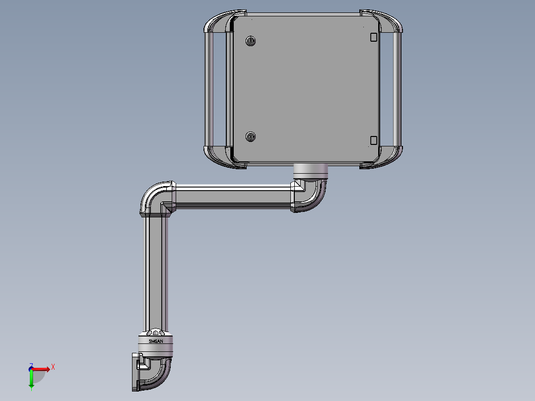 向上垂直墙座+转角+90度箱体连接器+控制箱后视图