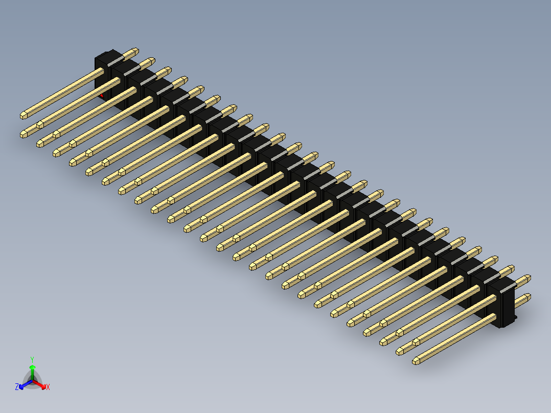 彩色公头100mil（2.54mm）系列-DS1021_black_2x25p_100mil_Type5_rev1.0正等轴测图