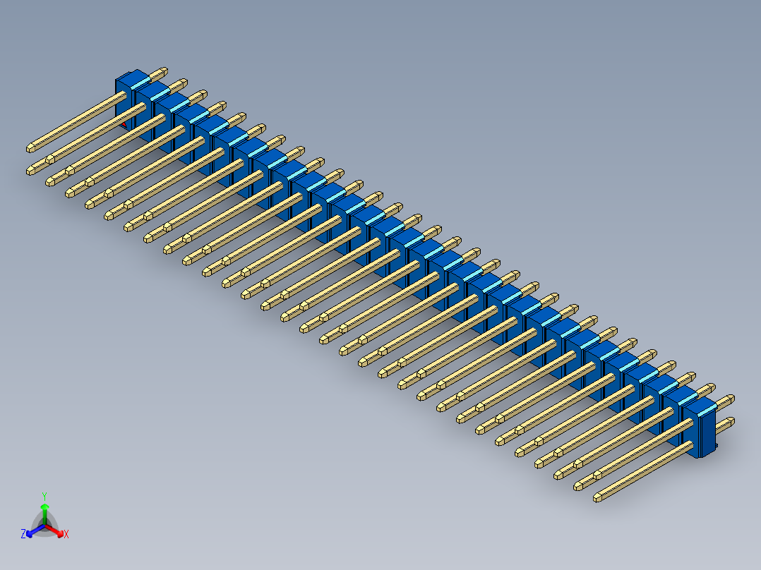 彩色公头100mil（2.54mm）系列-DS1021_blue_2x30p_100mil_Type5_rev1.0正等轴测图