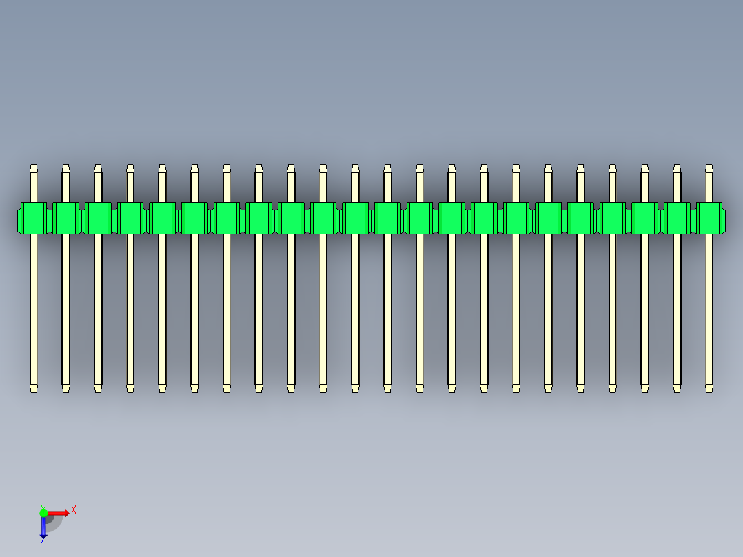 彩色公头100mil（2.54mm）系列-DS1021_green_2x22p_100mil_Type5_rev1.0俯视图
