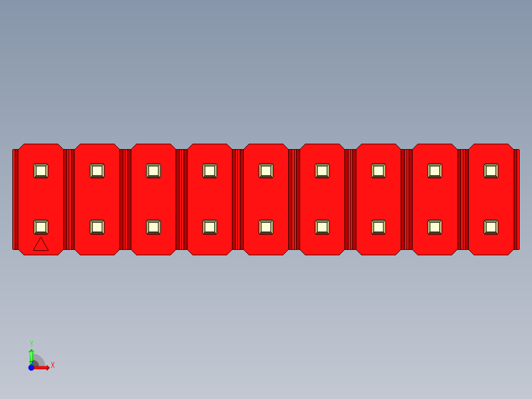 彩色公头100mil（2.54mm）系列-DS1021_red_2x09p_100mil_Type19_rev1.0前视图