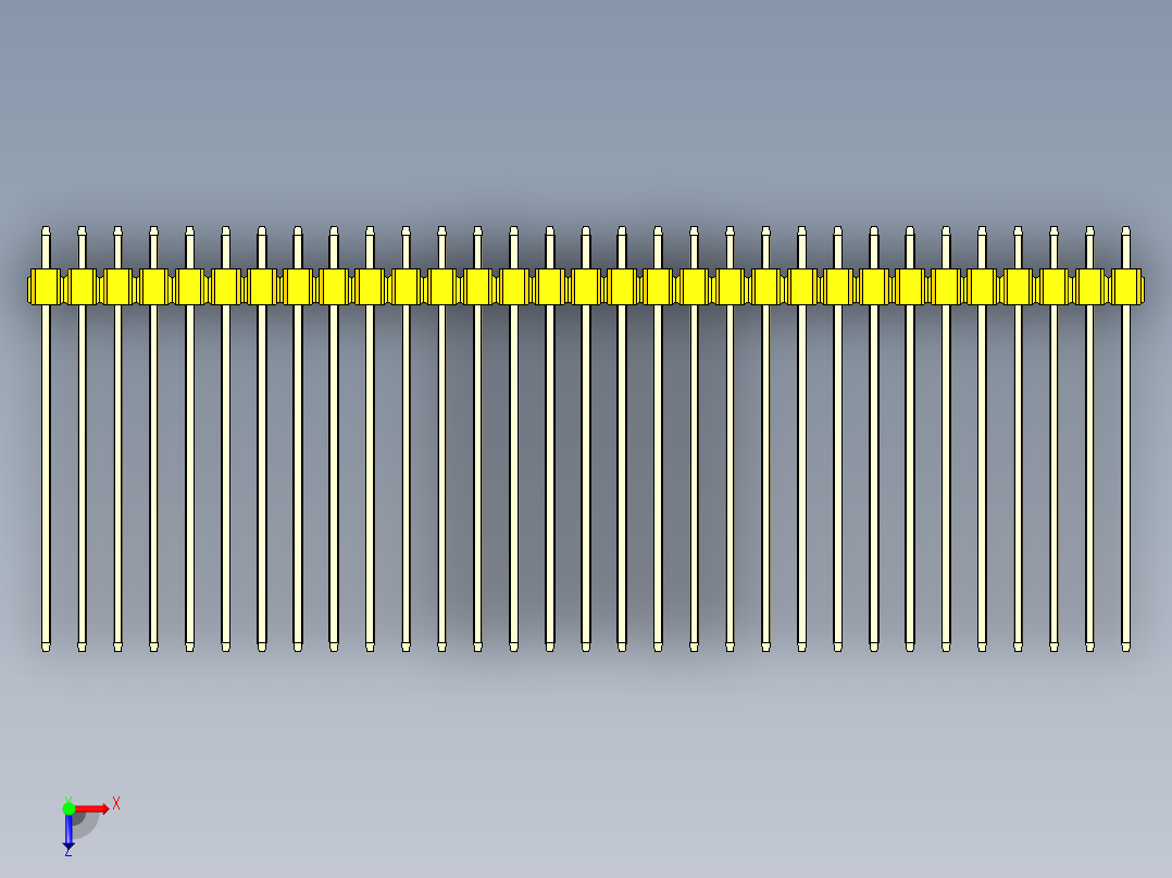 彩色公头100mil（2.54mm）系列-DS1021_yellow_2x31p_100mil_Type43_rev1.0俯视图