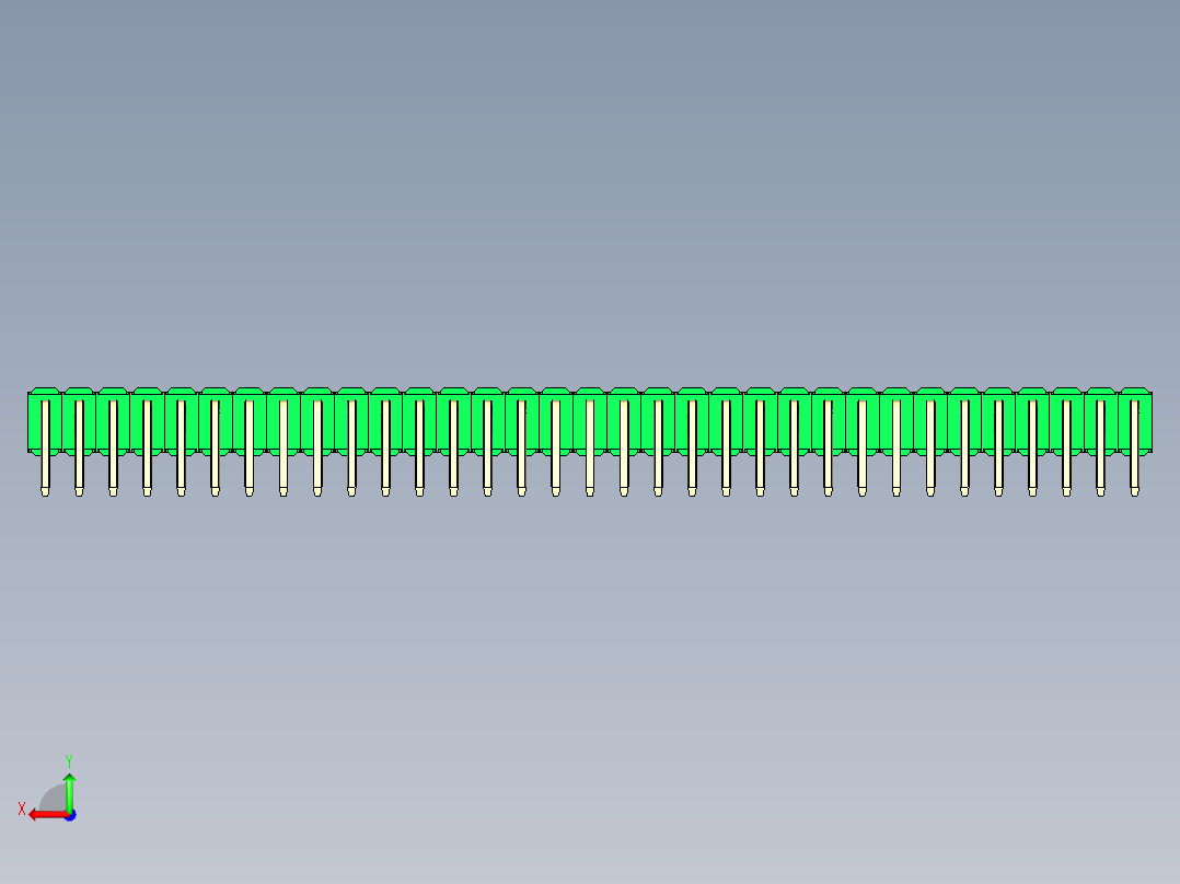 彩色公排针 100mil 2.54mm 系列-DS1022_green_2x33p_100mil_TypeD_rev1.0后视图